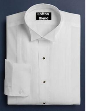 White Cotton Blend Wing Collar Formal Shirt #122