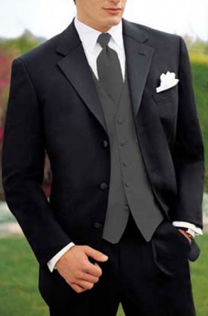 Teezo Uomo Black 3-Button Tuxedo with Pleated Slacks #48T600