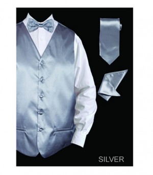 Satin Grey Vest Set #VS801-GRY