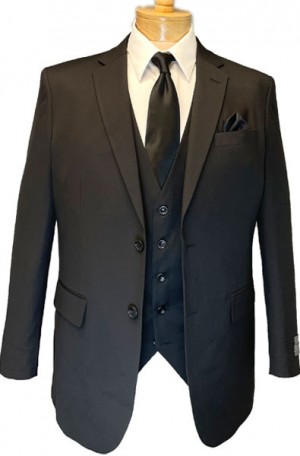 The Perfect Wedding Suit - Classic or Slim Fit Solid Black Vested Suit