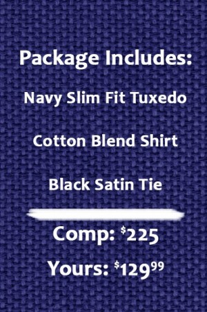 Medium Blue Shawl Collar Slim Fit Tuxedo Package